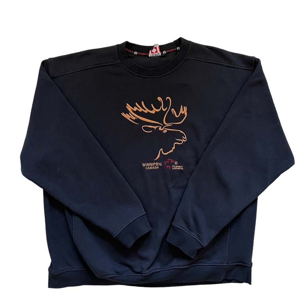 Men’s Black Embroidered Winnipeg Canada Crewneck